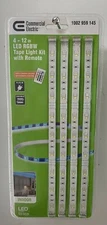 Commerical Electric 4-Strip Pk 12 in. Linkable Remote Indoor LED Flexible Tape