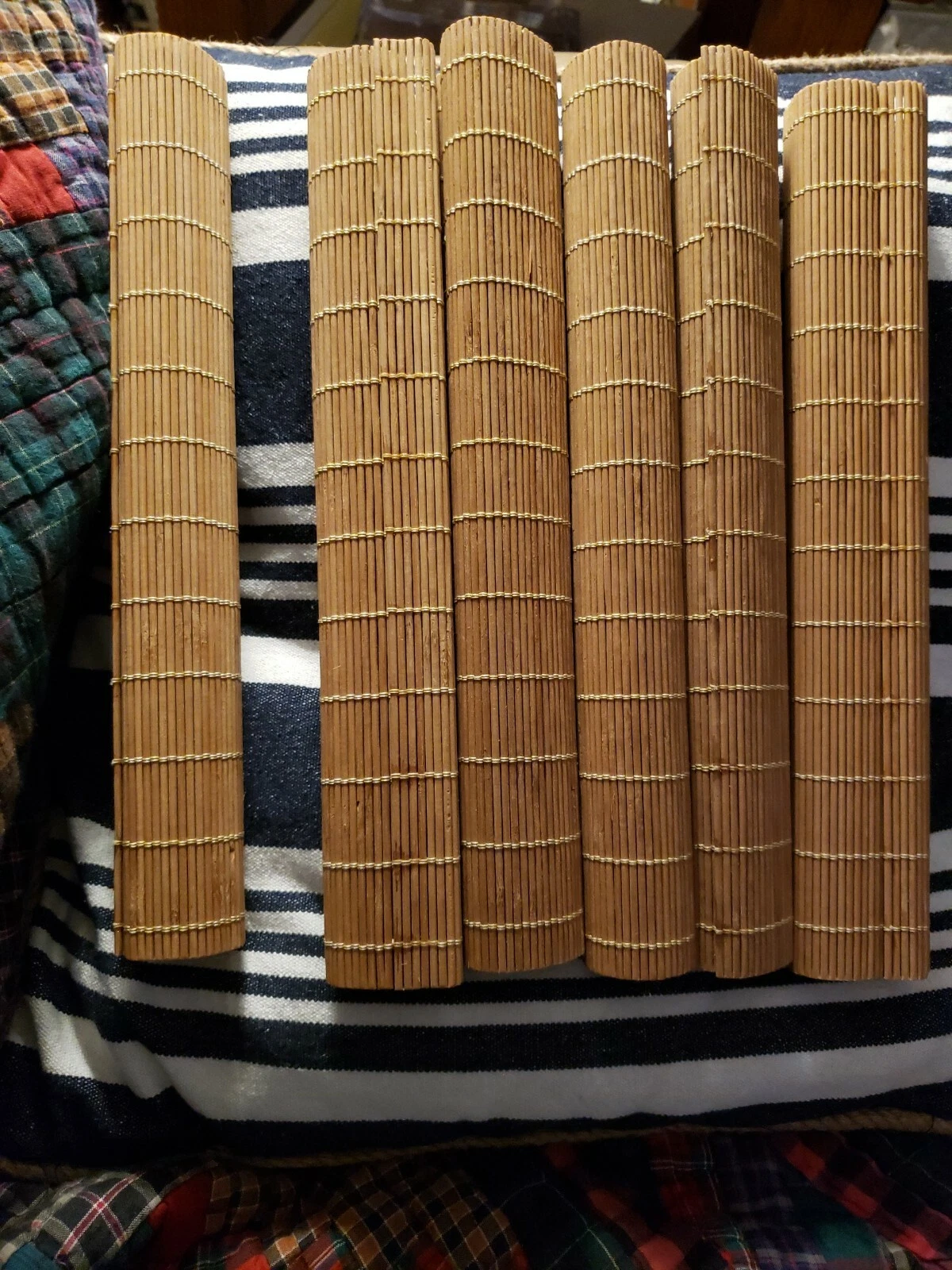 Set of 6 Wood Bamboo Woven Placemats Rectangle Japanese Style Roll Sushi Maker
Opens in a new window