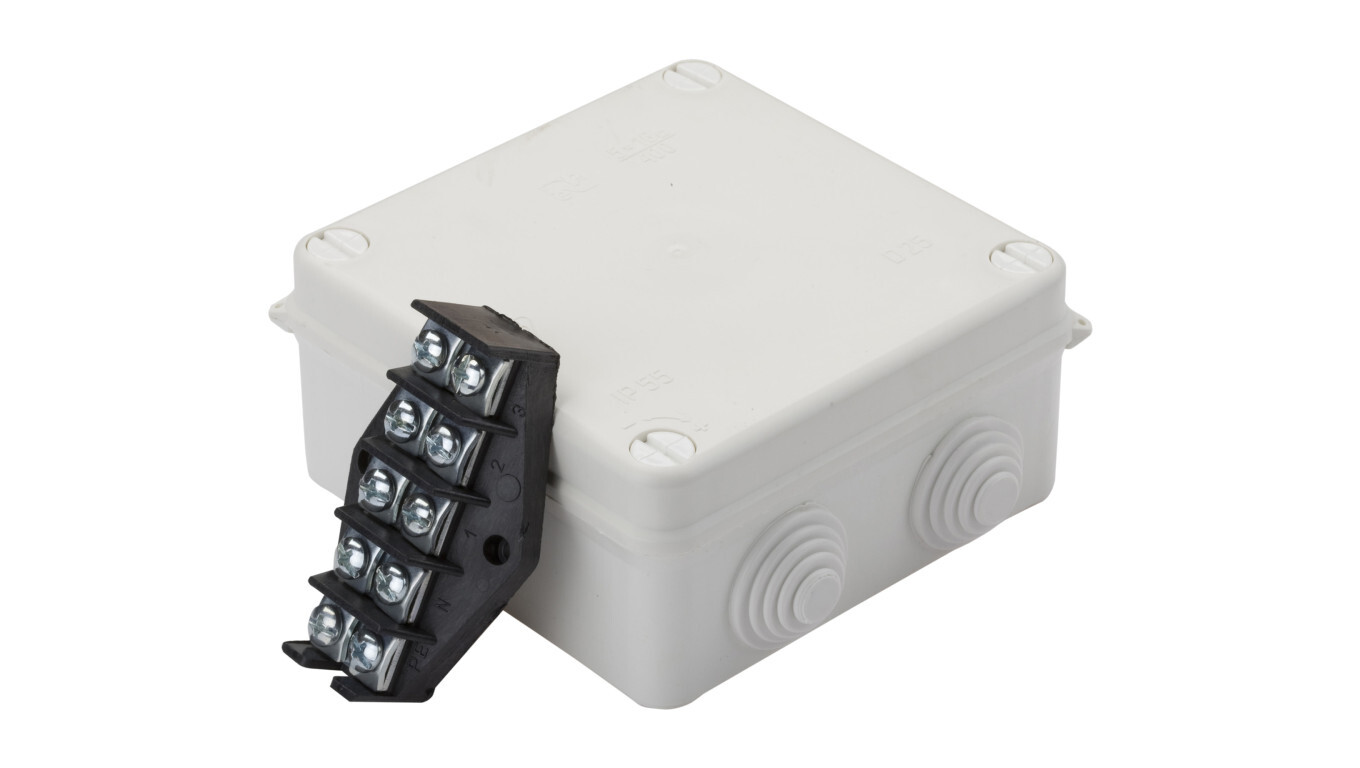 Junction box with terminals 5-way for Cu up to 10mm2 IP55 white PK-4 135x /T2UK