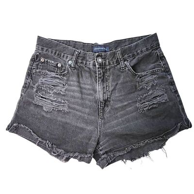 AEROPOSTALE Mom Short Black High Rise Ripped Jean Shorts