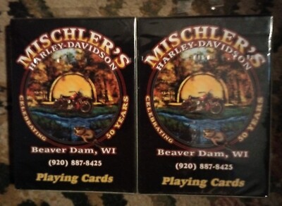 2 DECKS OF HARLEY DAVIDSON PLAYING CARDS SEALED 2007, Mischlers Beaver Dam WI