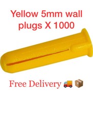 Wall Plugs 5mm Yellow Wall plug Yellow Fixing Plugs Plugs Brick X 1000