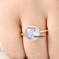 Moonstone Gemstone Gold Plated 925 Sterling Silver Ring Gift For Friend D-513