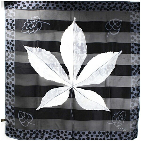 Authentic Lanvin Silk Scarf Leaf Pattern Polka Do… - image 1