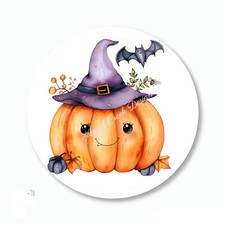 Adorable Bat Witch Halloween Pumpkin Favors Envelope Seals Scrapbook Stickers