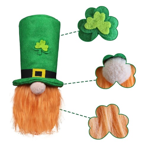 St Patricks Day Decorations, 4Pcs St Patricks Day Gnomes Plush, Handmade Tomt... - Zdjęcie 3 z 5