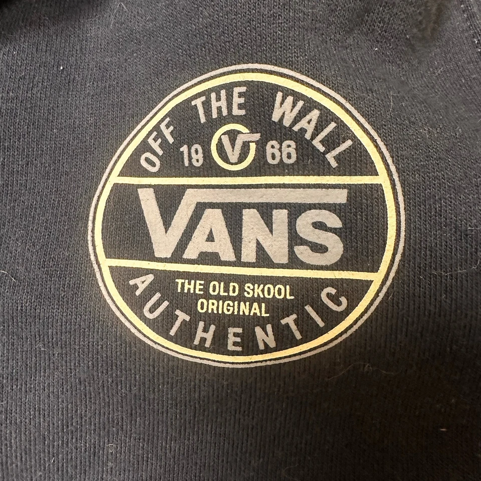 Vans Boys Hoodie Navy Blue Faded Full Zip Sweatshirt Graphic Streetwear Sz M - Image 3 of 4