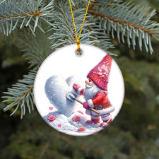 Valentine Gnome Christmas Ornament Heart Snow Holiday Decor