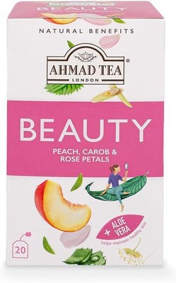 Herbal Tea, Peach, Carob, and Rose Petals 'Beauty' Natural Benefits Teabags, 20