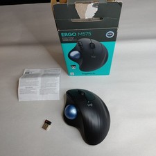 Logitech Ergo M575 Wireless Trackball Mouse Black w/ USB Receiver Dongle Tested