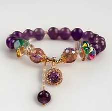 Natural Stone Elastic Stretch Bracelet 8mm Round Accents Beads Bracelet Chain