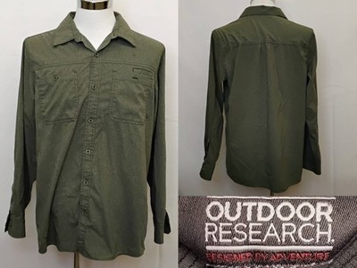 Outdoor Research Button Up Shirt Men's XL Green Heathered Lined #J5046