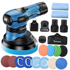 Cordless Polisher 2x2000mAh 21V Batteries,21pcs Attachments & 6 inch Car Blue