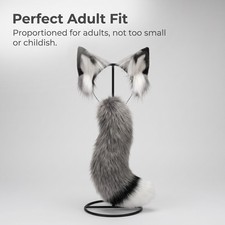 Wolf Ears Headband and Tail Set - Faux Fur Adult Cosplay Accessories