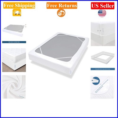 Queen Size Microfiber Box Spring Cover White, Wrinkle-Resistant, Washable