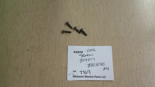 319317, 330838 OMC Johnson Evinrude Outboard air silencer screws (4)  T169