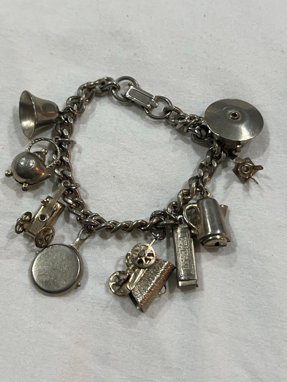 Vintage Silver Tone Charm Bracelet
