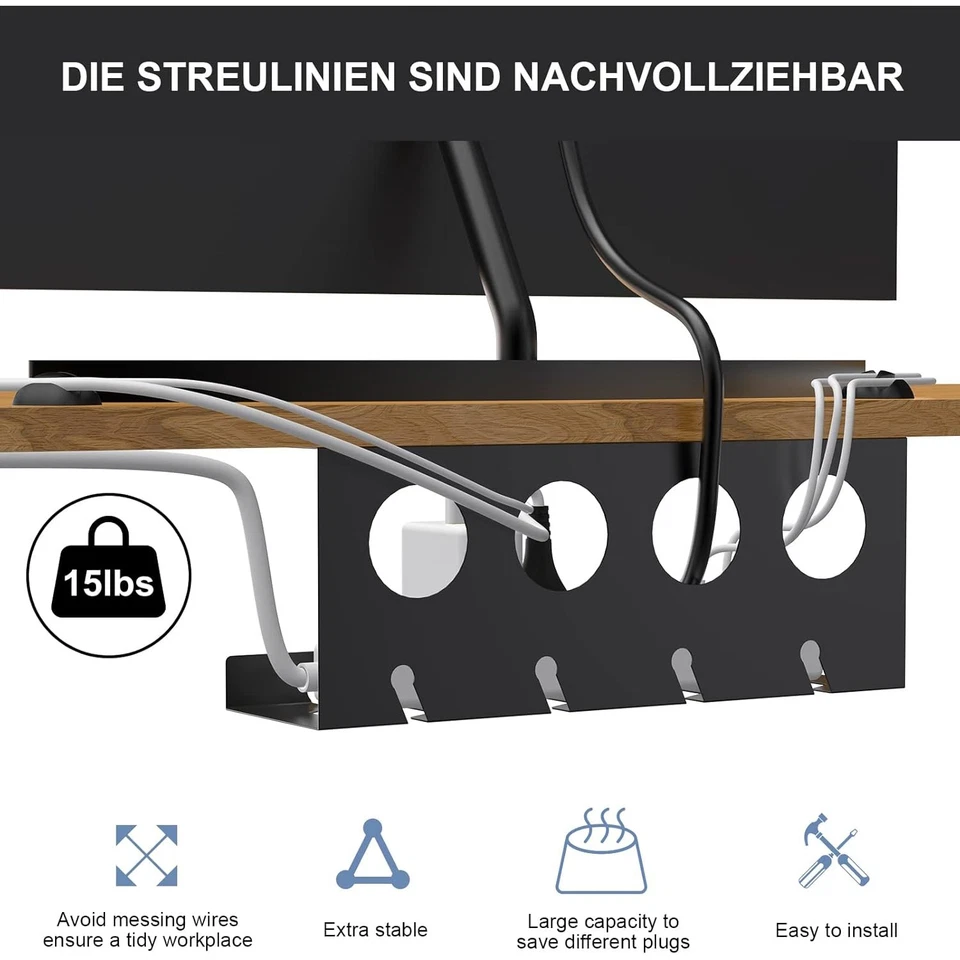 Kabelkanal Schreibtisch Tisch Kabelwanne Kabelmanagement Schreibtisch Organizer - Bild 3 von 4