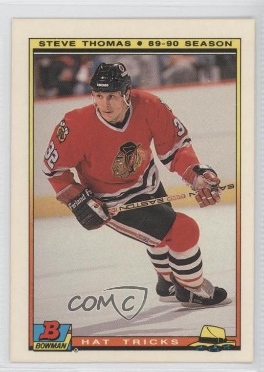 1990-91 Bowman Hat Tricks Glossy Steve Thomas #13 0a4