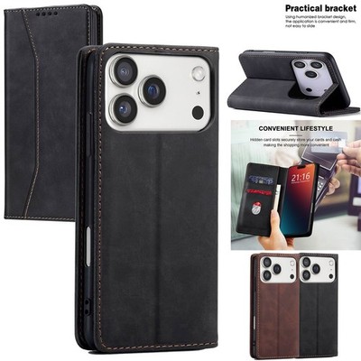 For iPhone 17 Pro Max/17/Air/17e Leather Case Card Pocket Folio Cover Magnetic