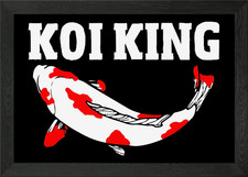 Koi King Japanese Fish Framed Wall Art Poster Canvas Print Picture
