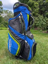 EUC Titleist 14 Way Golf Cart Bag Blue/Blk/Lime Zip Pockets