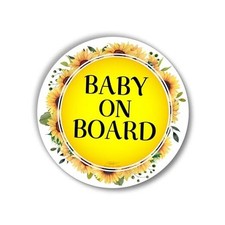 Sunflower Baby on Board Magnet for Car, 5" Baby on Board Signs Sunflower 1 pc