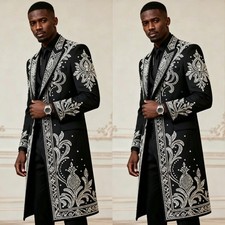 Luxury Rhinestone Men Suits for Wedding Prom Formal Wear Crystal Long Jackets