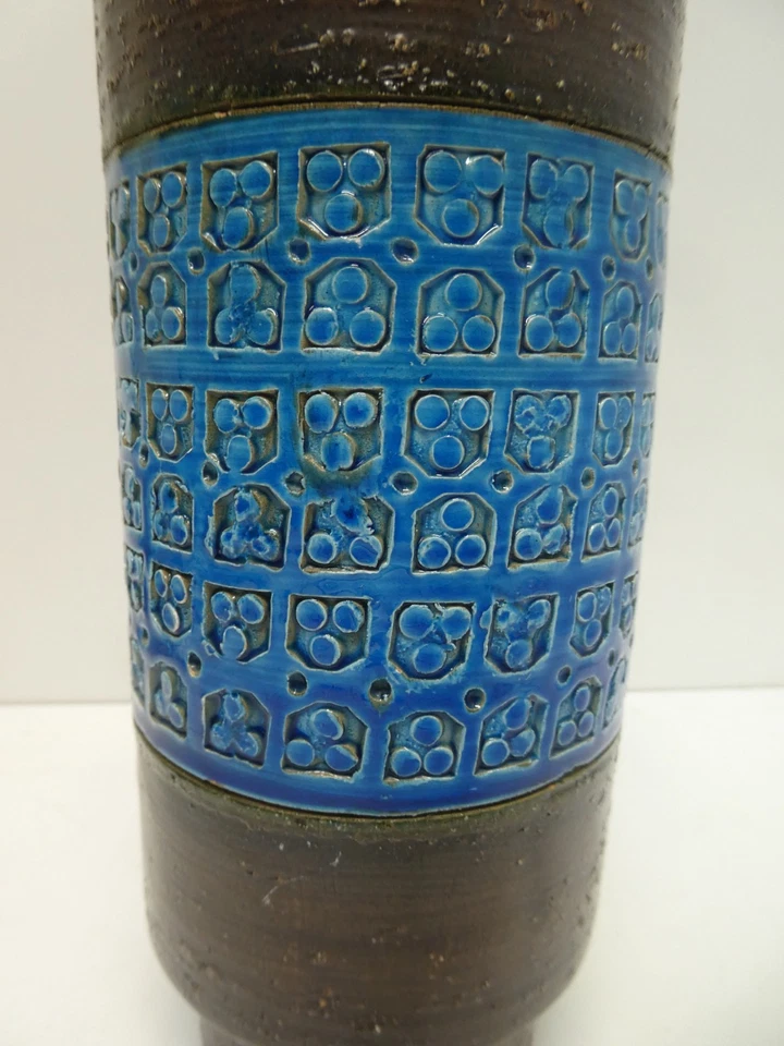VINTAGE BITOSSI RIMINI BLUE POTTERY VASE MID CENTURY RETRO STUDIO ART ITALY - image 2 of 4