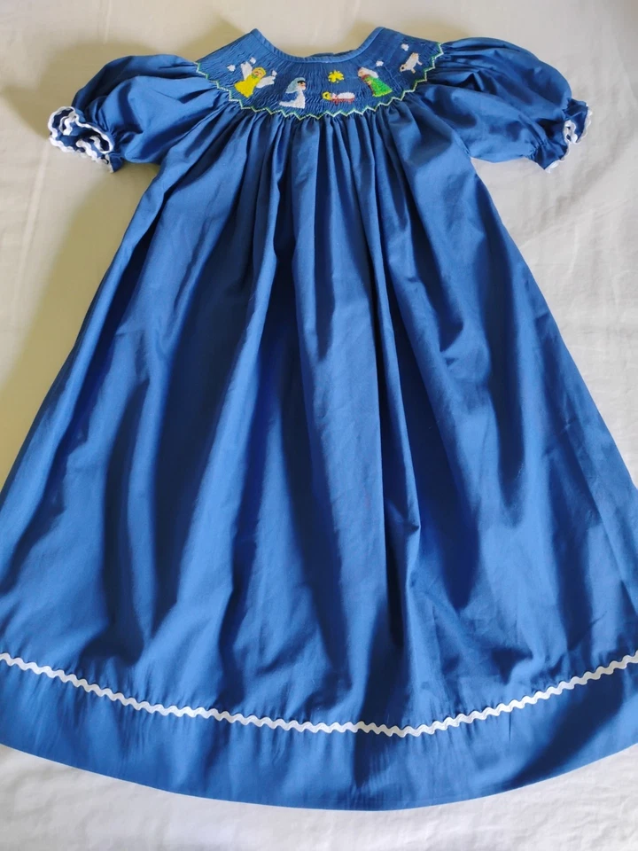 Vestido Boutique Navidad Belén Niñas Calado Bordado Talla 4 Multi Foto 3 de 4