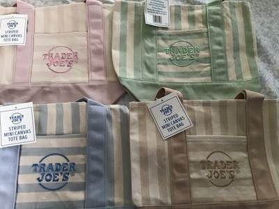 Genuine Trader Joe's Striped Mini Canvas Totes Brand New with Tags 