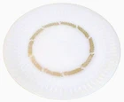 Vintage Federal White Milk Glass Gold Laurel Leaf Design 11" Dinner Plate EUC
