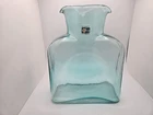Vintage Blenko Art Glass Aqua Green blue Hand Blown Water carafe
