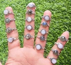 Labradorite & Moonstone Gemstone 925 Sterling Silver Plated Bulk Rings Jewelry
