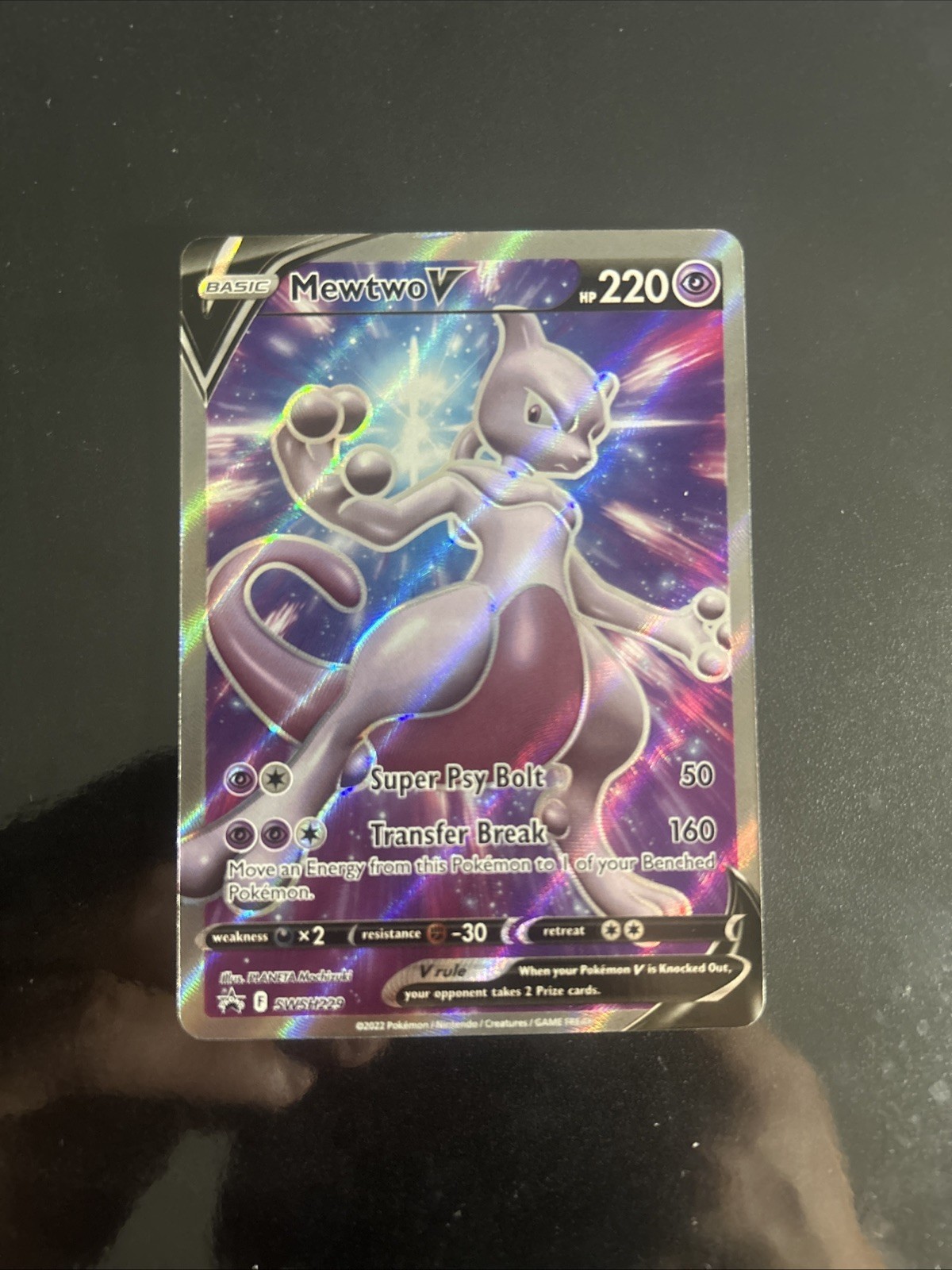 💎Pokemon Mewtwo V SWSH229 Black Star Promo Full Art NM!💎