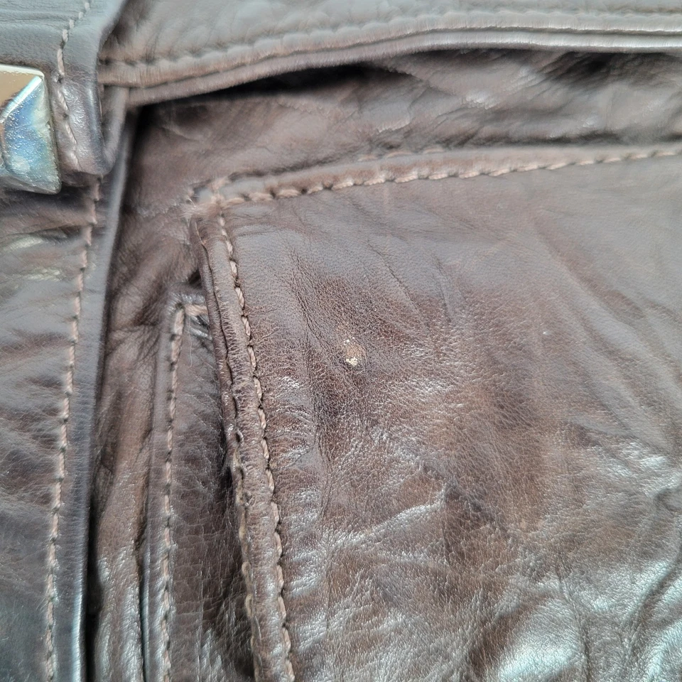 Tylie Malibu Pyramid Hobo Crinkle Leather Messenger Shoulder Bag Brown Retro Y2k - Image 3 of 4