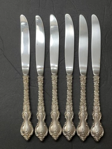 Sterling Silver 1968 International Du Barry Modern Hollow Knife 9-3/4” Set of 6