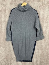 Anthropologie Moth Womens XS Turtleneck Knit Sweater Dress Side Slit Gray Blue