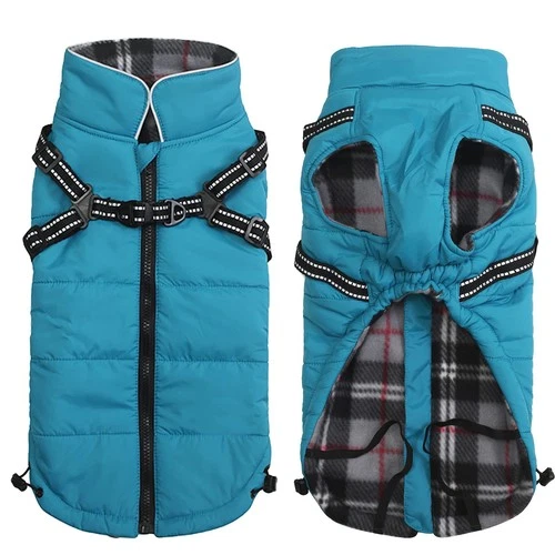 Warm Waterproof Dog Harness Vest – Blue XXL