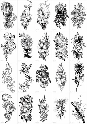 Woman Flowers Waterproof Body Temporary Tattoos Stickers US Seller - Picture 6 of 13
