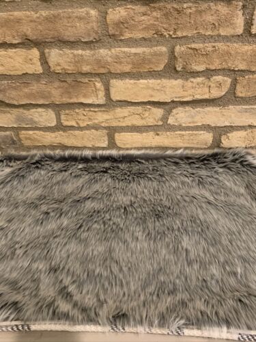 Pottery Barn Nottingham Plaid Faux Fur Back Lumbar Pillow Cover Gray Ivory Decor - Picture 3 of 3