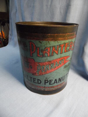 VINTAGE THE PLANTER'S PENNANT SALTED PEANUT 10 POUND CAN~ MR. PEANUT !