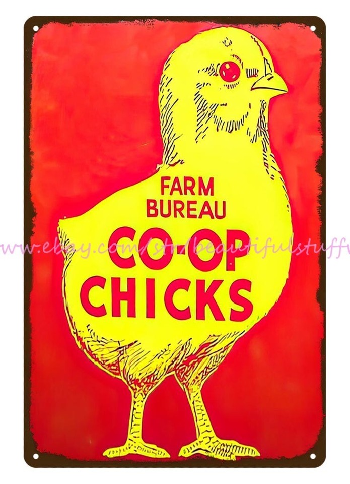 man cave art wall Farm Bureau Coop Chicks Farm poultry metal tin sign