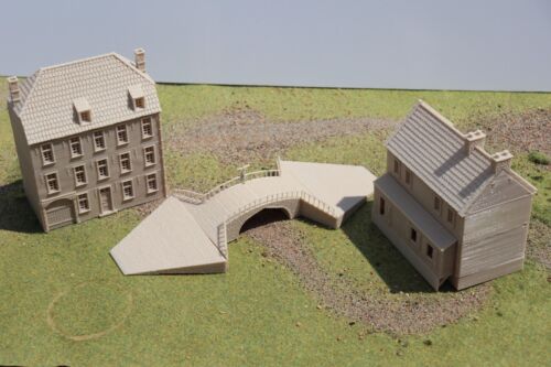 Scena ponte Wavre con 2 edifici e ponte 20mm 1/72 28mm 1815 napoleonico - Foto 17 di 17