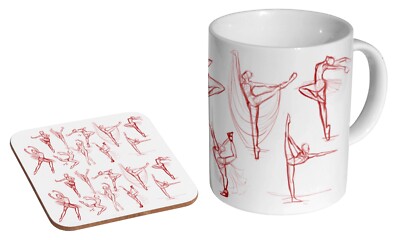 Ballett Posen wunderschön - Kaffee-/Teetasse und Untersetzer Geschenkset