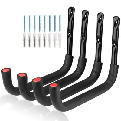 4 Pack 12.7 Inch Large Garage Storage Hooks for Bike Extension Cord Ladder