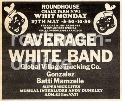 Average White Band Global Village Gonzalez Batti Mamzelle London MM4* Advert
