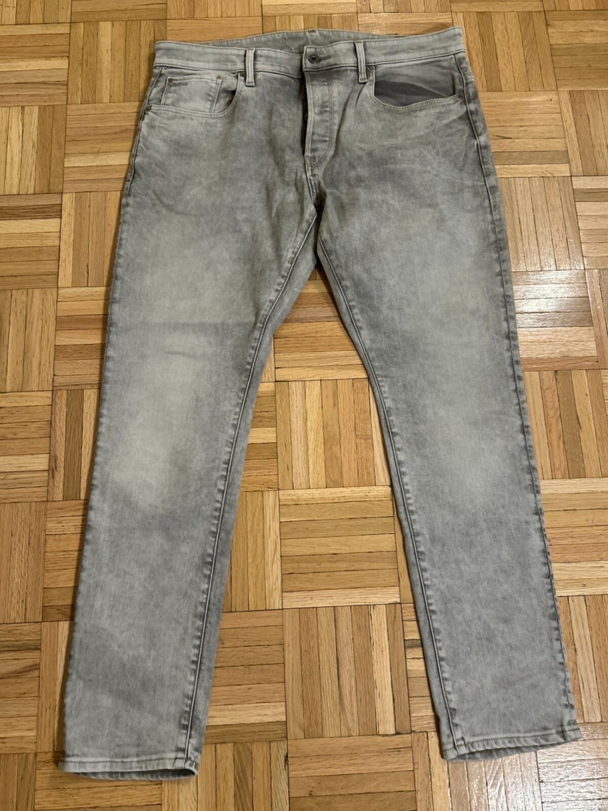 G-Star Raw 3301 Tapered Jeans Pants Mens 38x32 Gray Faded Wash