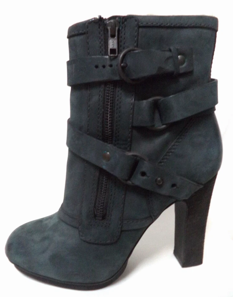 AllSaints Aloquin Botas de Tacón de Cuero Nobuck Forradas de Oveja Negro Talla 39 8 Foto 2 de 4