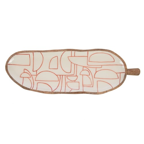 Plat feuille ambre 50 cm bois de manguier 17x50 cm - Imagen 2 de 2